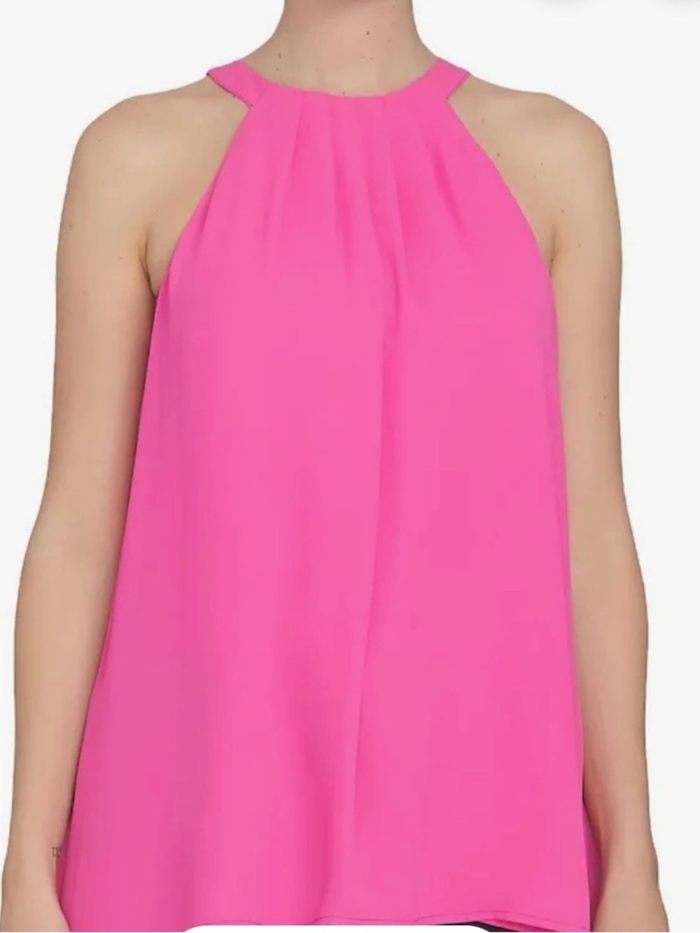 CeCe Pink Pleated Halter Tank Top